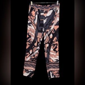 HALE BOB• ABSTRACT-PRINT WIDE LEG, HIGH-WAIST Slacks  IN MULTICOLOR, Size L,EUC